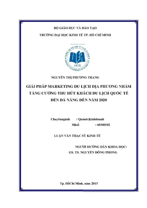 Luận văn giải pháp tăng cường thu hút khách du lịch quốc tế đến đà nẵng đến năm 2020 luận văn thạc sĩ