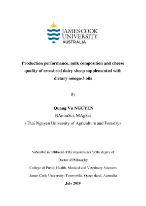 Production performance milk composition and cheese quality of crossbred dairy sheep supplemented with dietary omega 3 oils