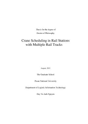 Luận án tiến sĩ crane scheduling in rail stations with multiple rail tracks