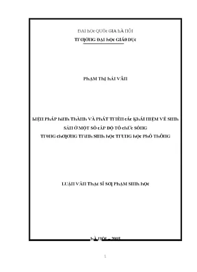 Luận văn biện pháp hình thành và phát triển các khái niệm về sinh sản ở một số cấp độ tổ chức sống trong chương trình sinh học trung học phổ thông