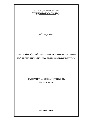 Luận văn phát triển đội ngũ hiệu trưởng trường trung học phổ thông tỉnh vĩnh phúc trong giai đoạn hiện nay