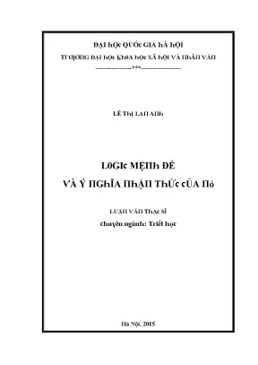 Luận văn logic mệnh đề và ý nghĩa nhận thức của nó