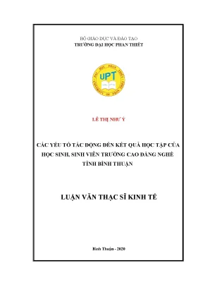 Các yếu tố tác động đến kết quả học tập của học sinh sinh viên trường cao đẳng nghề tỉnh bình thuận