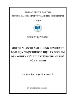 Luận văn một số nhân tố ảnh hưởng đến xu hướng lựa chọn thương hiệu tã giấy em bé nghiên cứu thị trường thành phố hồ chí minh