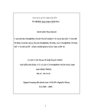 Luận văn vận dụng phương pháp phát hiện và giải quyết vấn đề trong giảng dạy phần phương trình bất phương trình mũ và logarit sách giáo khoa giải tích lớp 12