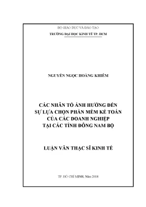 Luận văn các nhân tố ảnh hưởng đến sự lựa chọn phần mềm kế toán của các doanh nghiệp tại các tỉnh đông nam bộ