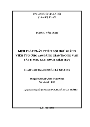 Luận văn biện pháp phát triển đội ngũ giảng viên trường cao đẳng giao thông vận tải trong giai đoạn hiện nay