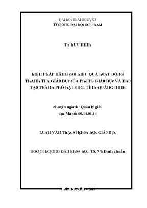 Luận văn biện pháp nâng cao hiệu quả hoạt động thanh tra giáo dục của phòng giáo dục và đào tạo thành phố hạ long tỉnh quảng ninh
