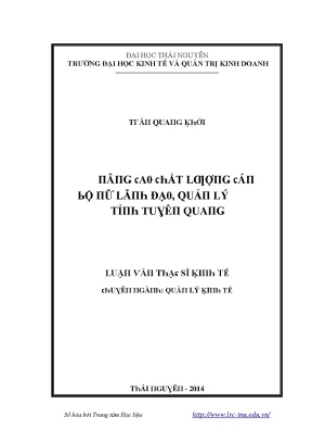 Luận văn nâng cao chất lượng cán bộ nữ lãnh đạo quản lý tỉnh tuyên quang