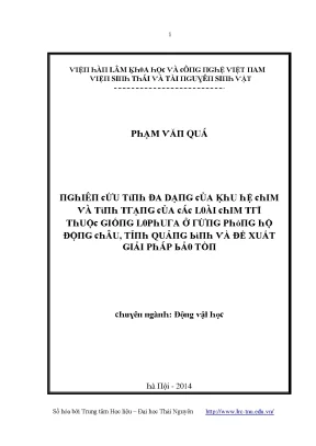 Luận văn nghiên cứu tính đa dạng của khu hệ chim và tình trạng của loài chim trĩ thuộc giống lopura ở rừng phòng hộ động châu tỉnh quảng bình và đề xuất giải pháp bảo tồn