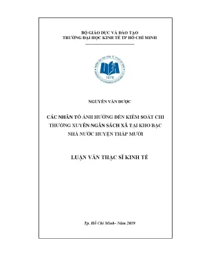 Luận văn các nhân tố ảnh hưởng đến kiểm soát chi thường xuyên ngân sách xã tại kho bạc nhà nước huyện tháp mười