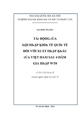 Luận văn tác động của hội nhập kinh tế quốc tế đối với xuất nhập khẩu của việt nam sau 4 năm gia nhập wto