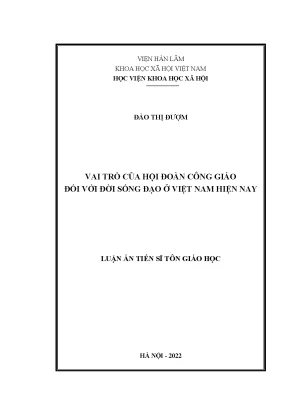 Luận án tiến sĩ vai trò của hội đoàn đối với đời sống đạo của công giáo việt nam hiện nay
