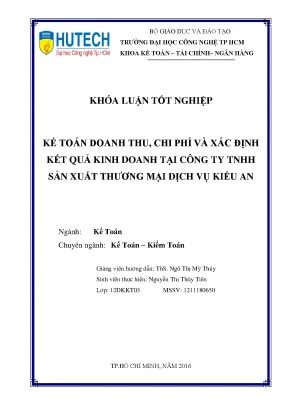Luận văn kế toán doanh thu chi phí và xác định kết quả kinh doanh tại công ty tnhh sx tm dv kiều an