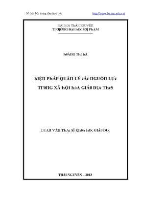 Luận văn biện pháp quản lý các nguồn lực trong xã hội hóa giáo dục thcs