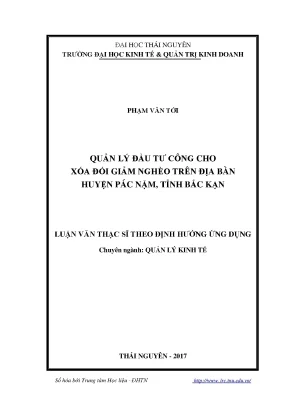 Luận văn quản lý đầu tư công cho xóa đói giảm nghèo trên địa bàn huyện pác nặm tỉnh bắc kạn
