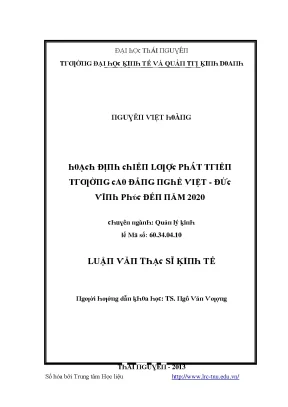 Luận văn hoạch định chiến lược phát triển trường cao đẳng nghề việt đức vĩnh phúc đến năm 2020