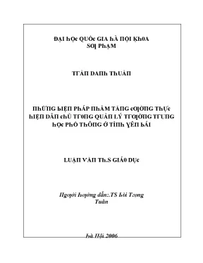 Luận văn những biện pháp nhằm tăng cường thực hiện dân chủ trong quản lý trường trung học phổ thông ở tỉnh yên bái
