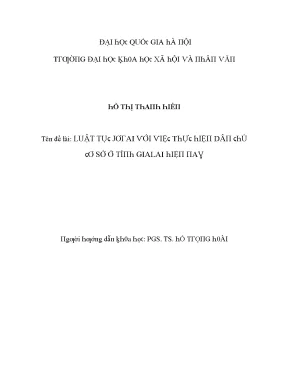 Luận văn luật tục jơrai với việc thực hiện dân chủ cơ sở ở tỉnh gia lai hiện nay