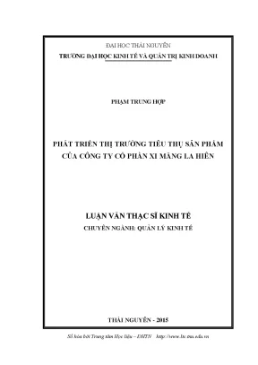 Luận văn phát triển thị trường tiêu thụ sản phẩm của công ty cổ phần xi măng la hiên