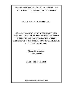 Luận văn thạc sĩ công nghệ sinh học evaluation of in vitro antioxidant and antibacterial properties of fractionated extracts and isolation of bioactive components from breynia vitis idaea burm f c e c fischer leaves