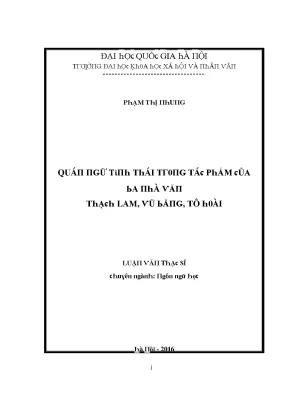 Luận văn quán ngữ tình thái trong tác phẩm của ba nhà văn thạch lam vũ bằng tô hoài