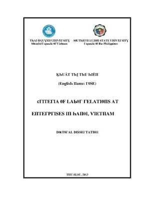 Luận văn các tiêu chí của quan hệ lao động trong doanh nghiệp ở hà nội việt nam