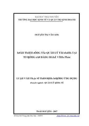 Luận văn hoàn thiện công tác quản lý tài chính tại trường cao đẳng nghề vĩnh phúc