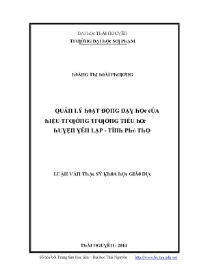 Luận văn quản lý hoạt động dạy học của hiệu trưởng trường tiểu học huyện yên lập tỉnh phú thọ