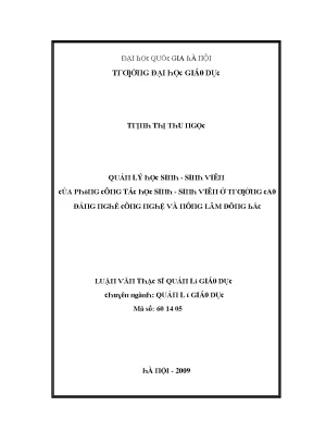 Luận văn quản lý học sinh sinh viên của phòng công tác học sinh sinh viên ở trường cao đẳng nghề công nghệ và nông lâm đông bắc