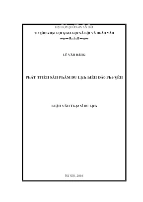 Luận văn phát triển sản phẩm du lịch biển đảo phú yên