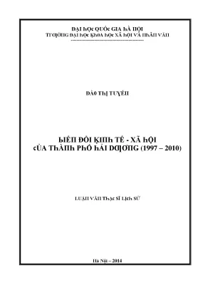 Luận văn biến đổi kinh tế xã hội của thành phố hải dương 1997 2010