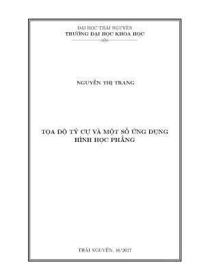 Luận văn tọa độ tỷ cự và một số ứng dụng hình học phẳng