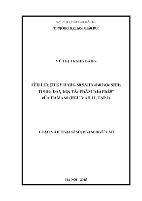 Luận văn rèn luyện kỹ năng so sánh cho học sinh trong dạy học tác phẩm chí phèo của nam cao ngữ văn 11 tập 1