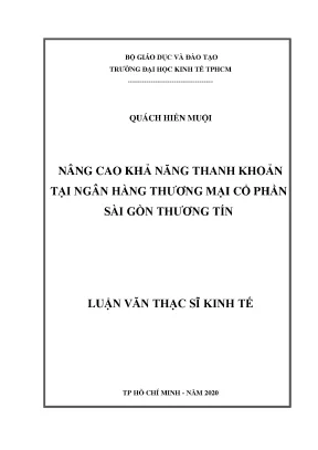 Luận văn nâng cao khả năng thanh khoản tại ngân hàng thương mại cổ phần sài gòn thương tín