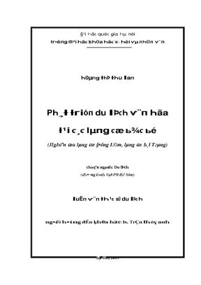 Luận văn phát triển du lịch văn hóa tại các làng cổ bắc bộ nghiên cứu làng cổ đường lâm làng cổ bát tràng