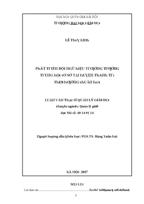Luận văn phát triển đội ngũ hiệu trưởng trường trung học cơ sở tại huyện thanh trì theo hướng chuẩn hóa