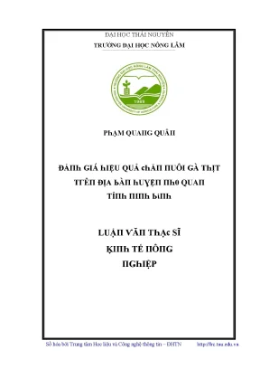 Luận văn đánh giá hiệu quả chăn nuôi gà thịt trên địa bàn huyện nho quan tỉnh ninh bình