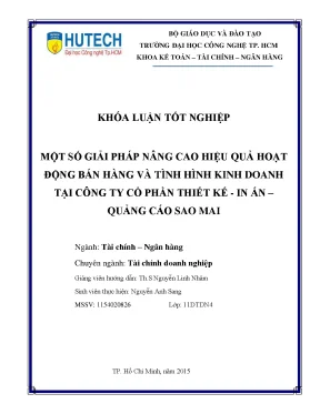 Luận văn một số giải pháp nâng cao hiệu quả hoạt động bán hàng và tình hình kinh doanh tại công ty cp thiết kế in ấn quảng cáo sao mai
