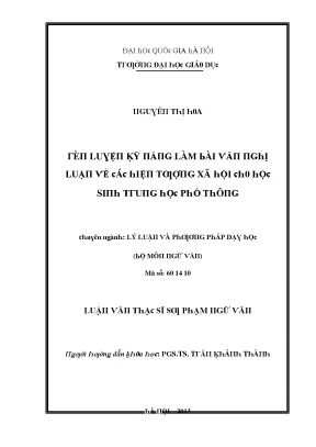 Luận văn rèn luyện kỹ năng làm bài văn nghị luận về các hiện tượng xã hội cho học sinh trung học phổ thông