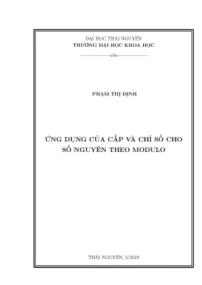 Luận văn ứng dụng của cấp và chỉ số cho số nguyên theo modulo