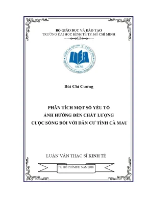 Luận văn phân tích một số yếu tố ảnh hưởng đến chất lượng cuộc sống đối với dân cư tỉnh cà mau