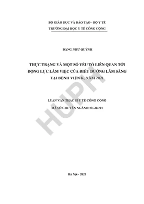 Thực trạng và một số yếu tố liên quan tới động lực làm việc của điều dưỡng lâm sàng tại bệnh viện k năm 2021