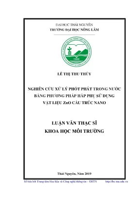 Luận văn nghiên cứu xử lý phốt phát trong nước bằng phương pháp hấp phụ sử dụng vật liệu zno cấu trúc nano