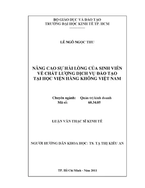 Luận văn nâng cao sự hài lòng của sinh viên về chất lượng dịch vụ đào tạo tại học viện hàng không việt nam luận văn thạc sĩ