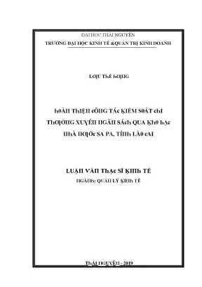 Luận văn hoàn thiện công tác kiểm soát chi thường xuyên ngân sách qua kho bạc nhà nước sa pa tỉnh lào cai