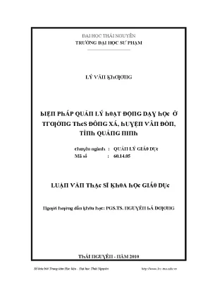 Luận văn biện pháp quản lý hoạt động dạy học ở trường thcs đông xá huyện vân đồn tỉnh quảng ninh