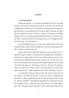 Luận văn thạc sĩ lãnh đạo của đảng bộ hà tây về xây dựng và phát triển văn hóa trong giai đoạn 1991 2006