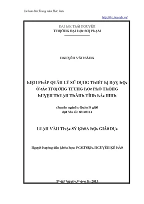 Luận văn biện pháp quản lý sử dụng thiết bị dạy học ở các trường trung học phổ thông huyện thuận thành tỉnh bắc ninh