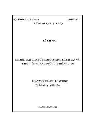 Luận văn thạc sĩ luật học thương mại điện tử theo quy định của asean và thực tiễn tại các quốc gia thành viên